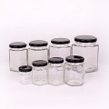 Wholesale Custom hexagonal glass jam jar food glass honey jar with screw cap